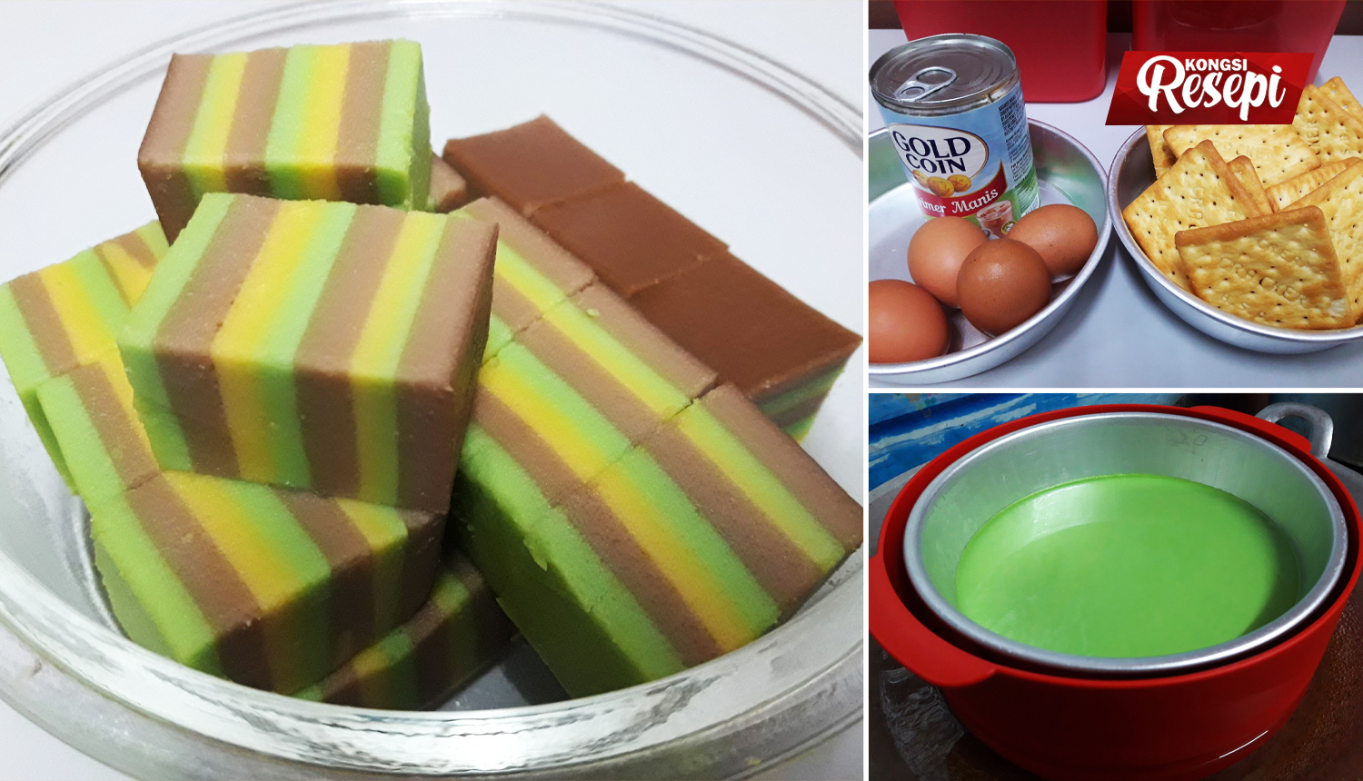 Resepi Puding Biskut Cream Cracker Guna 3 Bahan. Sekali Pandang Nampak Macam Kuih Lapis!